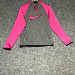 Nike womens S Pullover Hoodie Sweatshirt Therma-Fit Pink & Gray